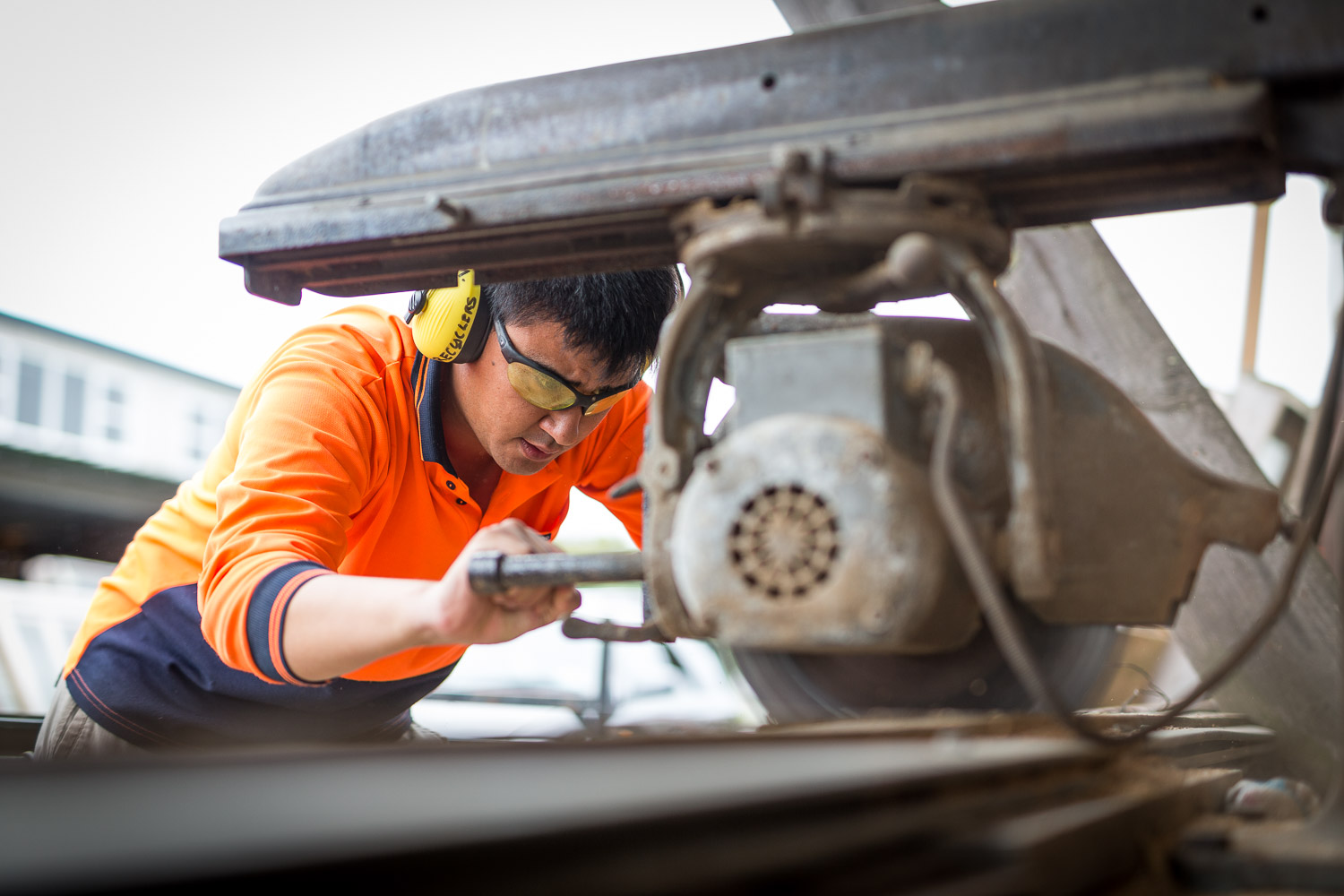 Man working machinery